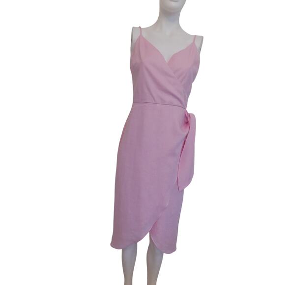 Lovers and Friends pink sundress wrap style spaghetti straps linen size Medium - Picture 1 of 9